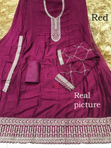 Moda India de Tendencia para Mujer, Kurti Anarkali Largo de Seda Banglory con Bordado, Vestido con Dupatta, Traje para Bodas y Fiestas - Product Image 4