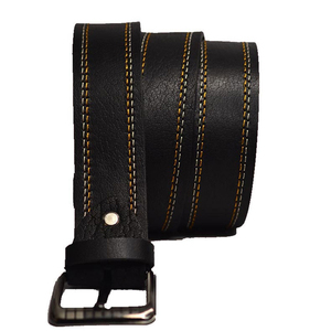 Ceinture en cuir de vachette noir avec boucle à ardillon rectangulaire, style décontracté, durable, moulage monobloc - Product Image 6