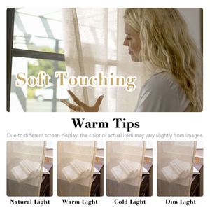 Cortinas Clásicas de Lino Contemporáneo Semitransparentes con Ojales para Privacidad, 2 Paneles de 52x63 Pulgadas para Dormitorio - Product Image 1