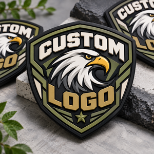 Parche de Goma 3D Personalizado con Logotipo de Águila en Relieve, Insignia Táctica Adhesiva para Bolsas de Tela No Tejida y Textiles para el Hogar - Product Image 1