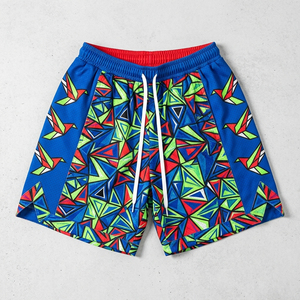 Shorts de basket-ball en mesh rayé pour homme, impression par sublimation, motif géométrique, respirant, avec cordon de serrage, shorts sportifs - Product Image 3