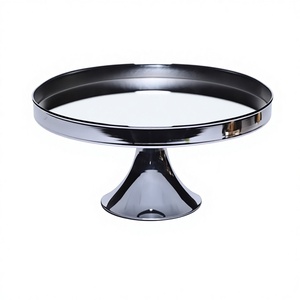 Hot Sale Jet Black Marble Top Cake Stand with Metal Leaf 2 Tier for Wedding & Party Hotels - Product Image 1