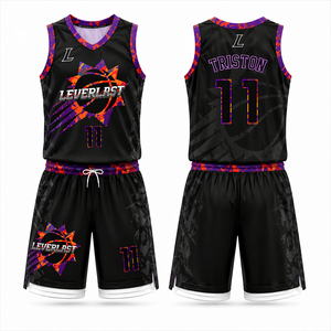 Conjunto de Camiseta y Pantalones Cortos de Baloncesto Sublimados Personalizados Leverlast, Talla Grande, para Hombre, Sin Mangas, Uniforme Deportivo Transpirable - Product Image 2