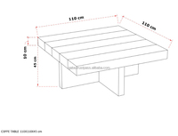 Table basse carrée naturelle convertible exclusive en bois de teck massif épais de 10 centimètres meubles de salon modernes