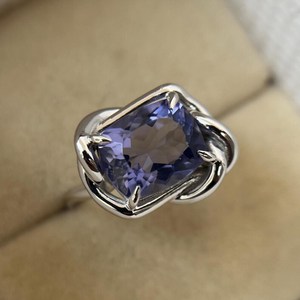 Anillo de lujo con zafiro azul, corte cojín, nudo infinito, regalo precioso para propuesta de compromiso para ella - Product Image 5