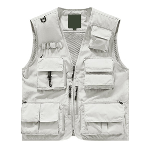 Unisex Mesh Breathable Fishing <b>Vest</b> <b>White</b> Color Multi Pockets Photography Travel Waistcoat Jacket For Adults And Youth - Product Image 1