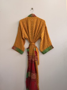 Recycled Silk Embroidered Sari <b>Kimono</b> Robe Boho Festival <b>Cover</b> <b>Up</b> - Product Image 6