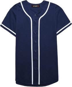 Camiseta Deportiva KALER Azul Marino, Estilo Béisbol, Manga Corta, Cierre de Botones, Diseño Duradero en Poliéster - Product Image 3