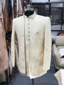 Último Modelo de Chaqueta de Traje de Boda Brocade Bandhgala de Lujo para Hombre, Diseño Jacquard, Ropa de Novio, Proveedor Mayorista - Product Image 4
