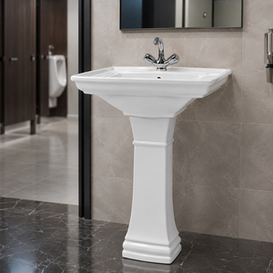 Modern Pedestal Granite Sink <b>Set</b> <b>Square</b> Basin Easy Clean 5 Year Warranty Bathroom Washroom Use <b>Large</b> Capacity - Product Image 3