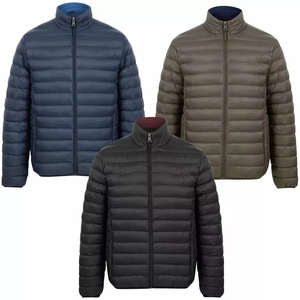 Veste matelassée slim pour homme, coupe-vent, fermeture éclair, col montant, couleur unie, vêtement d'extérieur décontracté pour l'hiver, 100% polyester - Product Image 1