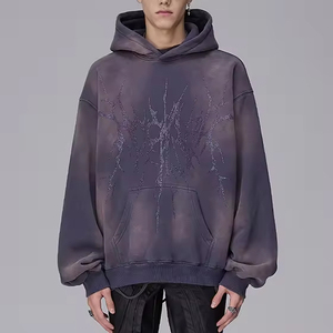 เสื้อฮู้ดดี้สตรีทแวร์ลายฟอกสี  โลโก้สั่งทำได้  ทรงโอเวอร์ไซส์ ผ้าฝ้าย  แบบวินเทจ - Product Image 1