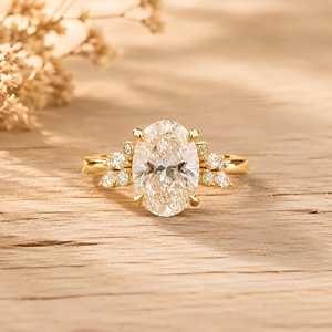 Premium Oval Marquise Round Cut Lab Grown Diamond Classic Color EF Clarity VVS 10K 14K 18K Solid Gold Diamond Engagement Ring - Product Image 2