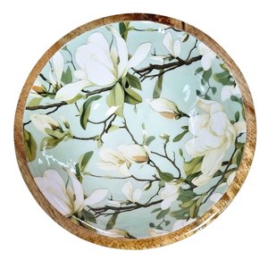 Tazón de Madera Esmaltada Hecho a Mano, con Patrón de Hojas Coloridas, para Servir Aperitivos y Frutas en Fiestas - Product Image 6