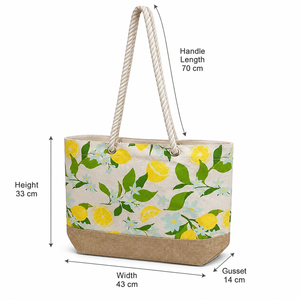 Bolsa de Playa de Yute Laminada con Impresión Personalizada, Asas de Cuerda, Venta al Por Mayor, OEM, Marca Privada, Proveedor de Bolsas de Compras Reutilizables - Product Image 2