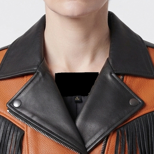 Women Waist Belt Fringe Leather Motorcycle <b>Jacket</b> Female Side Pockets Leather Fringed <b>Jackets</b> Girls Zip Up Leather Fringe <b>Jacket</b> - Product Image 4