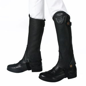 Premium Brown Genuine Leather <b>Half</b> <b>Chaps</b> for Men Women Stylish Western Horse Riding Equestrian Fashion Girth Stirrups - Product Image 1