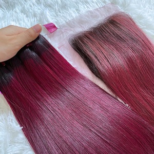 À la mode été couleur chaude Top qualité miroir os droit grand Stock disponible Extensions de cheveux vietnamiens crus perruque frontale - Product Image 5