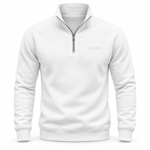 Sweat-shirt en molleton à col montant blanc pour homme, personnalisé, avec logo brodé 3D ton sur ton, OEM, marque privée - Product Image 1