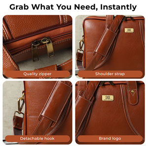 WRIZA Genuine Leather Hard Laptop <b>Bag</b> Crossbody Modern Fashion Classic Unisex RFID Protection Water Resistant Durable Large - Product Image 6