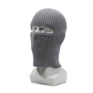Bonnet cagoule en tricot gris 2-en-1 convertible pour le ski et les activités de plein air - Product Image 3