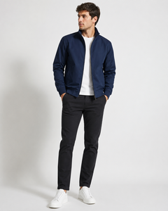 Veste universitaire bleu marine pour homme, col montant, fermeture boutonnée, coupe ajustée décontractée, 100 % coton respirant, haute qualité, hiver - Product Image 3