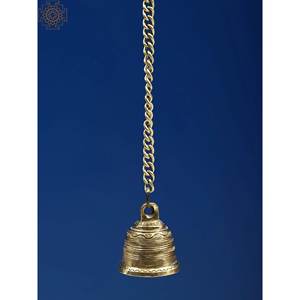 Cloche de temple en laiton de 2 pouces faite à la main petit article de sculpture fabriqué en Inde - Product Image 1