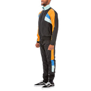 Ensemble de survêtement sportif pour homme avec blocs de couleur, fermeture éclair intégrale, respirant, en polyester, pour le printemps, décontracté, manches longues - Product Image 3