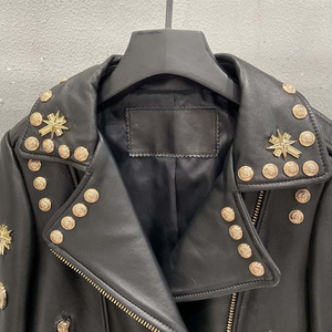 Veste pour femme en peau de mouton, manches longues, longueur standard, style motard, séchage rapide, avec rembourrage 100% polyester, pour l'automne et l'hiver - Product Image 4