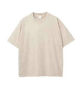 เสื้อยืดโอเวอร์ไซส์ผ้าฝ้ายฟอกทรงหลวมสำหรับผู้ชาย แขนสั้น ย้อมสีพื้น ดีไซน์คอโอ ทรงลำลอง สวมใส่สบายสำหรับฤดูร้อน - Product Image 3