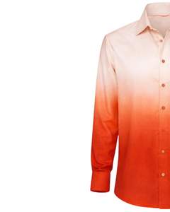 Chemise Formelle Homme Ombrée Pêche Orange en Coton Premium à Manches Longues Boutonnée – Tenue Décontractée Chic – Fabricant OEM Personnalisé – Vente en Gros - Product Image 3