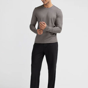 Camiseta de Manga Larga de Corte Regular, Nueva Moda, Talla Grande para Hombre, Diseño Urbano, Frente Liso, 100% Algodón Jersey, Antiarrugas, Secado Rápido - Product Image 1
