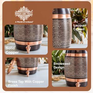 Distributeur d'eau en cuivre avec motif floral et robinet pour usage domestique - Product Image 5