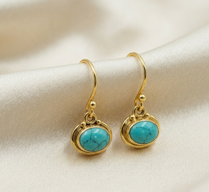 Natural Turquoise <b>Dangle</b> <b>Earrings</b> 925 Sterling Silver Rose <b>Gold</b> Yellow <b>Gold</b> Plated Handmade Boho Gemstone Hook <b>Earrings</b> for Mom - Product Image 4