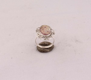 Natural Sparkly Druzy <b>Ring</b> 925 Sterling Silver Vintage Style Raw Crystal Agate <b>Ring</b> for Women Handcrafted <b>Boho</b> Statement Jewelry - Product Image 5