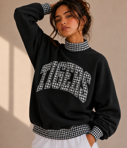 Custom TBSIGMA Sorority Sweatshirt Women Greek Letter Chenille Embroidery <b>Mock</b> Neck Cotton Fleece Relaxed Fit Pullover - Product Image 1