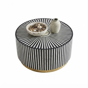 Table basse gigogne en os incrusté, rayée noir et blanc, géométrique, vente en gros d'usine, mobilier moderne pour salon - Product Image 6