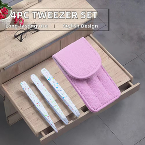 Kit de Pinzas para Cejas, Herramienta de Belleza Personalizada, Juego de 4 Pinzas Inclinadas Multiusos de Acero Inoxidable, Ecológicas, Duraderas y Hechas a Mano - Product Image 2