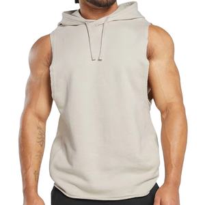 Men Gym Fitness <b>Sleeveless</b> <b>Hoodie</b> With Pockets Hooded Workout Tank Ready For Custom Print Branding - Product Image 1