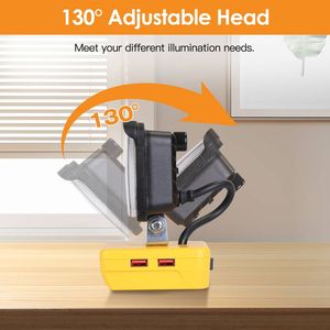 Lampada da Lavoro LED Senza Fili 12W 2800LM con Doppia Porta USB per Ricarica, Compatibile con Batterie Dewalt 18V 20V 60V, Luce da Lavoro per Officina e Campeggio - Product Image 4