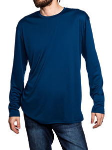 Custom Men Rash Guard Blank Plain Dark Blue Crewneck <b>Athletic</b> Workout T-Shirt Quick Dry Performance Rash Guard - Product Image 6