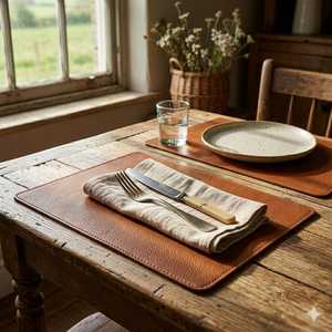 Set de table en cuir véritable longue durée, résistant et imperméable, pour l'industrie hôtelière de luxe LPM-0021 - Product Image 4