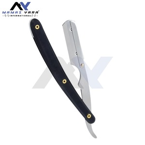 Navaja de Afeitar Profesional para Barbería, con Bloqueo Giratorio, de Acero Inoxidable, de Una Sola Hoja, para Afeitar la Cara, Duradera, Negra y Plateada, con Mango de Plástico - Product Image 4