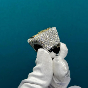 Anillo de Compromiso Personalizado de Plata de Ley 925 con Diseño de Palmera Hielada, Estilo Hip Hop, para Hombre, de Rapper Men Champion, Diseño Moderno y Personalizable, para Cumpleaños - Product Image 6