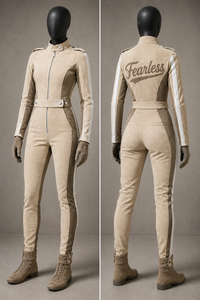 ชุดจั๊มสูทมอเตอร์ไซค์หนังกลับแท้สำหรับผู้หญิง แบรนด์ Fearless คุณภาพพรีเมียม แขนยาว กันลม ใส่ได้ทุกฤดู เหมาะสำหรับการแข่งขัน - Product Image 1