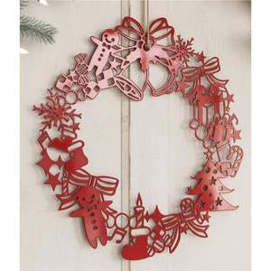 Metal Ginkgo <b>Leaf</b> Pinecone Wreath <b>Wall</b> Hanging <b>Decor</b> Handpainted Iron Botanical Garland Christmas Home <b>Wall</b> Art - Product Image 4