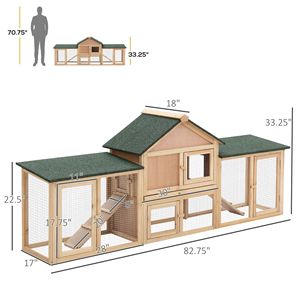 Conigliera Deluxe XL a 2 Piani in Legno da 210 cm per Esterni con Scala e Recinto - Cuccia per Animali Domestici - Product Image 2
