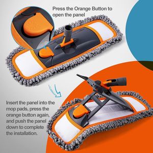 Balai à poussière multifonctionnel pour sols en bois dur et marbre, manche long de 55 pouces avec 3 tampons lavables, balais extensibles pour le nettoyage des sols - Product Image 3