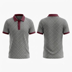 เสื้อโปโลผู้ชายสีเทา ลายจุด แขนสั้น สไตล์ลำลอง ผ้าถัก ทรงปกติ พิมพ์ลาย - Product Image 1