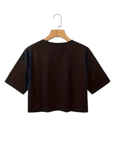 Women's Custom Logo Crew Neck Short Sleeve Sports T-Shirts-Spandex/Cotton Eco-Friendly Quick Dry Korean Style Spring Season - Product Image 5